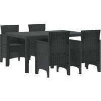 Berkfield Home 5 Piece Garden Dining Set Anthracite Poly Rattan in Dark Grey