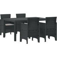 Berkfield Home 5 Piece Garden Dining Set with Cushions Anthracite Poly Rattan in Grey