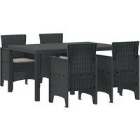 Berkfield Home 5 Piece Garden Dining Set with Cushions Anthracite Poly Rattan