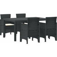 Berkfield Home 5 Piece Garden Dining Set with Cushions Anthracite Poly Rattan