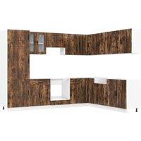 Berkfield Home 14 Piece Kitchen Cabinet Set Porto Smoked Oak Engineered Wood in Brown