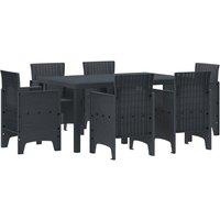 Berkfield Home 7 Piece Garden Dining Set Anthracite Poly Rattan in Grey