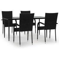 Berkfield Home 5 Piece Garden Dining Set Black Poly Rattan