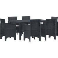 Berkfield Home 7 Piece Garden Dining Set with Cushions Anthracite Poly Rattan