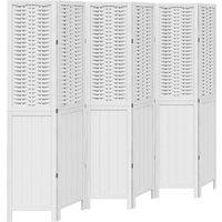 Berkfield Home Room Divider 6 Panels White Solid Wood Paulownia