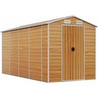 Berkfield Home Garden Shed Light Brown 191x385x198 cm Galvanised Steel | Size: 191 x 385 x 198 cm