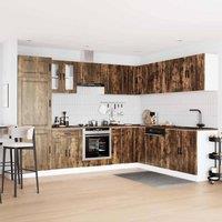 Berkfield Home Elegant 14 Piece Kitchen Cabinet Set Porto Smoked Oak Engineered Wood in Brown