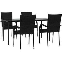 Berkfield Home Beautiful 5 Piece Garden Dining Set Black Poly Rattan