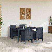Berkfield Home Modern 5 Piece Garden Dining Set Anthracite Poly Rattan in Dark Grey