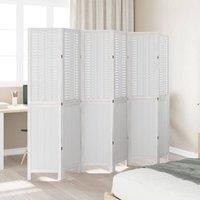 Berkfield Home Room Divider 6 Panels White Solid Wood Paulownia