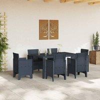 Berkfield Home Garden Table Anthracite 150x100x73 cm Poly Rattan in Charcoal | Size: 150 x 100 x 73 cm