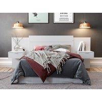 Vente-unique Extendable Headboard With Bedside Tables - 140/160 Cm - White - PARATI | Size: Double