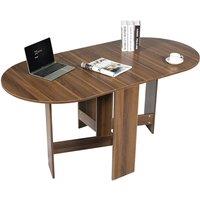 Costway 3in1 Folding Dining Coffee Table Drop Leaf Table Writing Desk for 4 to 6 People in Brown