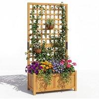 Costway Wooden Raised Garden Bed Elevated Planter Box w/Drainage Holes&Trellis in Orange
