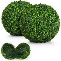 Costway 2PCS Artificial Topiary Ball 40cm Faux Topiary Tree Substitute in Green