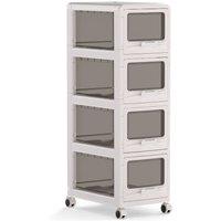 Costway 4-Tier Plastic Drawer Storage Organizer Rolling Cart Utility Cart w/ in White