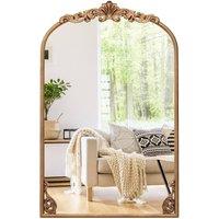 Costway Antiqued Gold Wall Mirror 76 cm x 51 cm Dramatic Arched Mirror-Gold