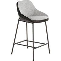 Angel Cerda Grey Fabric Seat & Black Leatherette Back Stool
