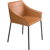 Angel Cerda Brown Leatherette Dining Chair Matte Black Legs