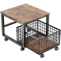 Nordara Rolling Mini Fridge Stand Drawer Basket in Brown