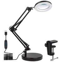 Kelvenix LED Magnifier Repair Desk Lamp & Light Stand in Black