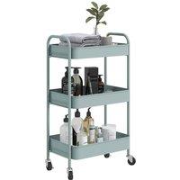 Kelvenix 3 Tier Storage Trolley on Wheels Rolling Utility Cart Light Blue | Size: 100 cm