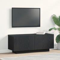 Berkfield Home TV Stand Black Oak 100x35x40 cm Made of Engineered Wood | Size: 100 x 35 x 40 cm