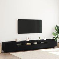 Berkfield Home TV Stand with LED Lights - Black Oak, 260x35x40 cm, Made of Engineered Wood | Size: 260 x 35 x 40 cm