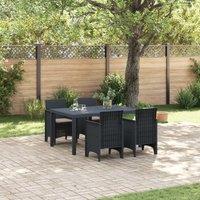Berkfield Home 5 Piece Garden Dining Set with Cushions Anthracite Poly Rattan
