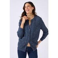 Damart Women's Cable Knit Round-Neck Cardigan in Navy | Size: 10-12