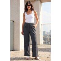 Roman Women's Crinkle Textured Stretch Trouser in Grey | Size: 10