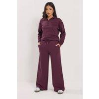 PixieGirl Women's Petite Slogan Wide Leg Joggers in Burgundy | Size: 10S