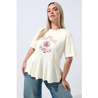 Yours Women's New York Sporty Peplum Top in Ivory | Size: 20