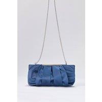 Belissh Women's Pleated Satin Clutch Bag with Detachable Strap in Blue