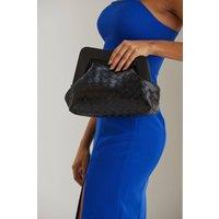 Belissh Women's Asymmetrical Braided Pu Leather Clutch Bag With Detachable Strap in Black