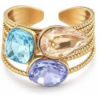 Luxe Tones Women's Kaia Luxe 18k Gold Plated Gemstone Statement Ring