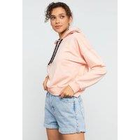 Tommy Life Women's Relaxed Hooded Sweatshirt With Tie Detail in Pale Pink | Size: 2XL