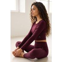 Tommy Life Women's Cotton Elastane Crop T-Shirt & Leggings Set in Burgundy | Size: Medium