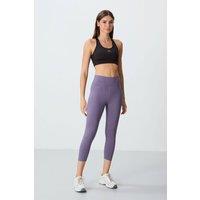 Tommy Life Women's High-Waist Capri Leggings in Lavender | Size: XL