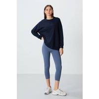 Tommy Life Women's High-Waist Capri Leggings in Blue | Size: Medium