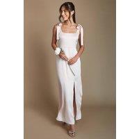 Oasis Women's Blush Satin Tie Shoulder Maxi Bridesmaid Dress | Size: 12