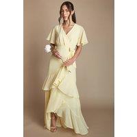 Coast Women's Angel Sleeve Tiered Bridesmaid Maxi Dress in Lemon | Size: 12