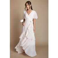 Coast Women's Angel Sleeve Tiered Bridesmaid Maxi Dress in Dusty Rose | Size: 16