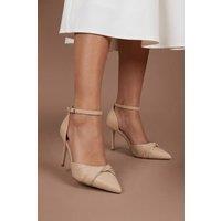 Coast Women's Valaine Satin Diamante Twist Stiletto Heel Court Shoes in Taupe | Size: 6