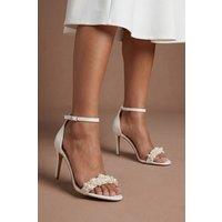 Coast Women's Bridal Ava Satin Pearl Trim High Stiletto Heel Sandals in White | Size: 8