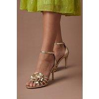 Coast Women's Tia Strappy Leather Corsage High Stiletto Heel Sandals in Gold | Size: 4