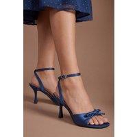 Coast Women's Emma Satin Bow Detail High Heeled Sandals in Navy | Size: 8