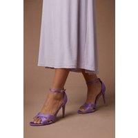 Coast Women's Cadenza Satin Cross Strap High Stiletto Heel Sandals in Purple | Size: 7