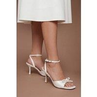 Coast Women's Bridal Emma Satin Bow Detail High Heeled Sandals in White | Size: 7