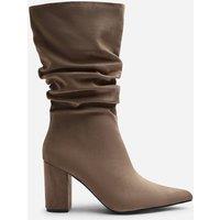 Where's That From Women's Lilyana Ruched Heeled Calf Boot in Taupe | Size: 5